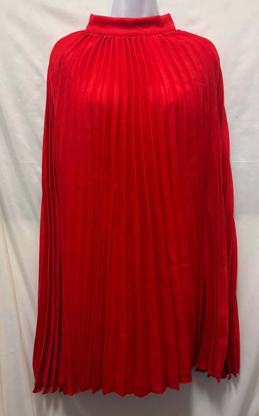 SHEIN Curve Red Accordion Plated Cape Poncho- Size 1XL